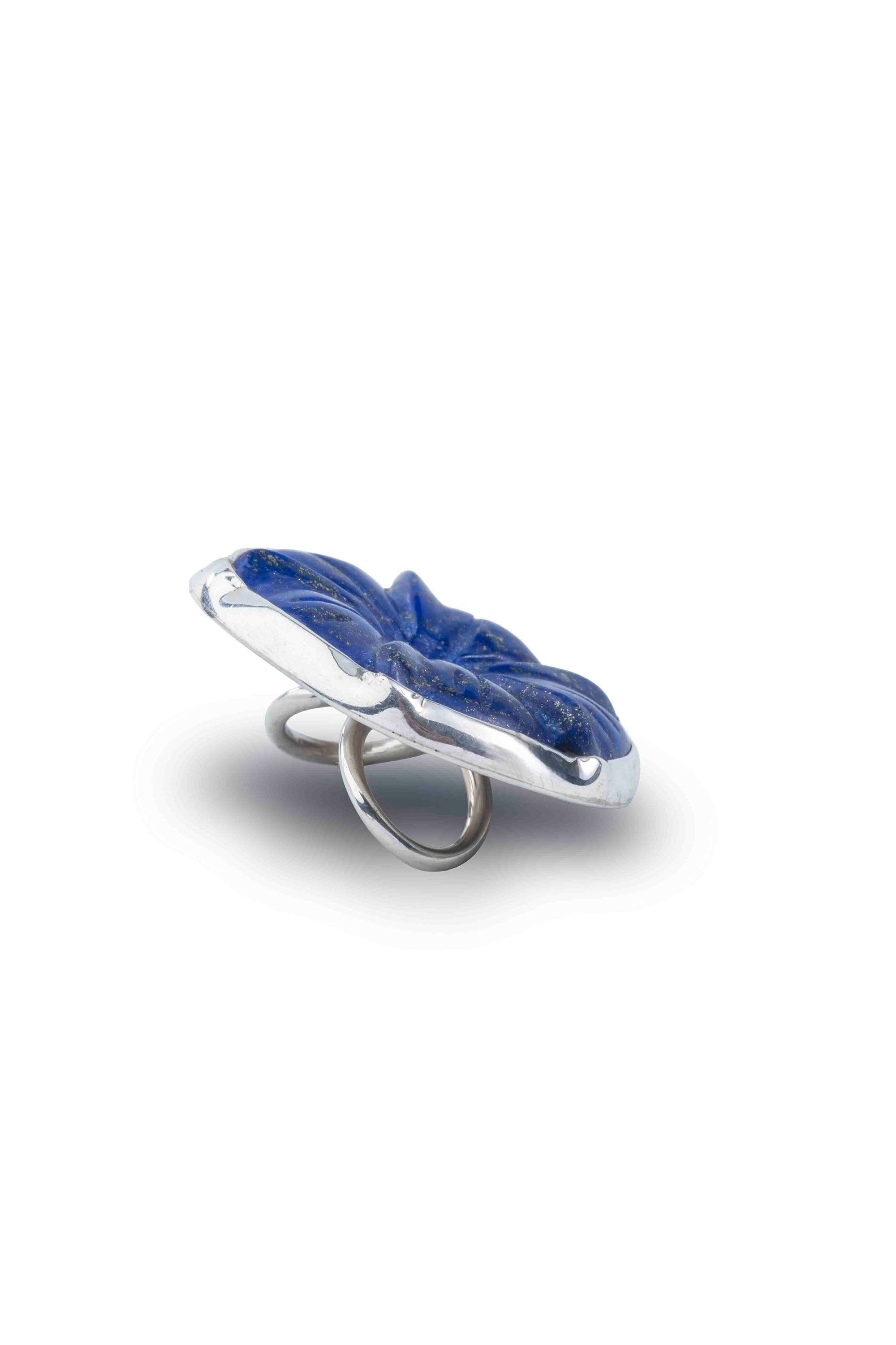Lapis Flower Bolo Tie in Sterling Silver