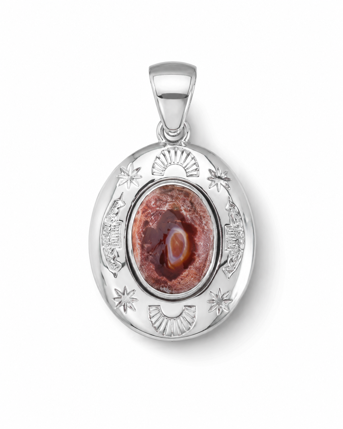 Cantera Medallion in Sterling Silver & Fire Opal
