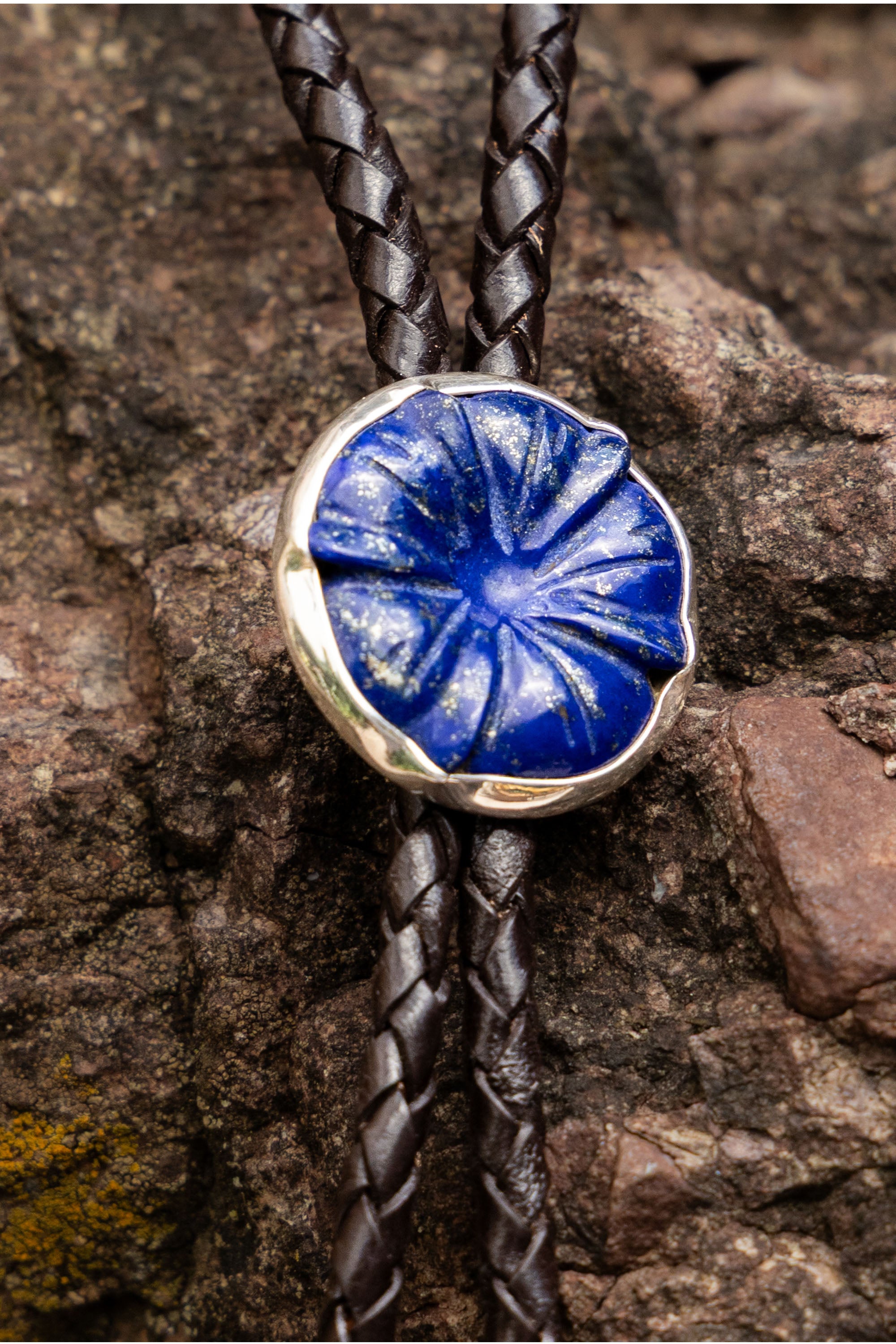 Lapis Flower Bolo Tie