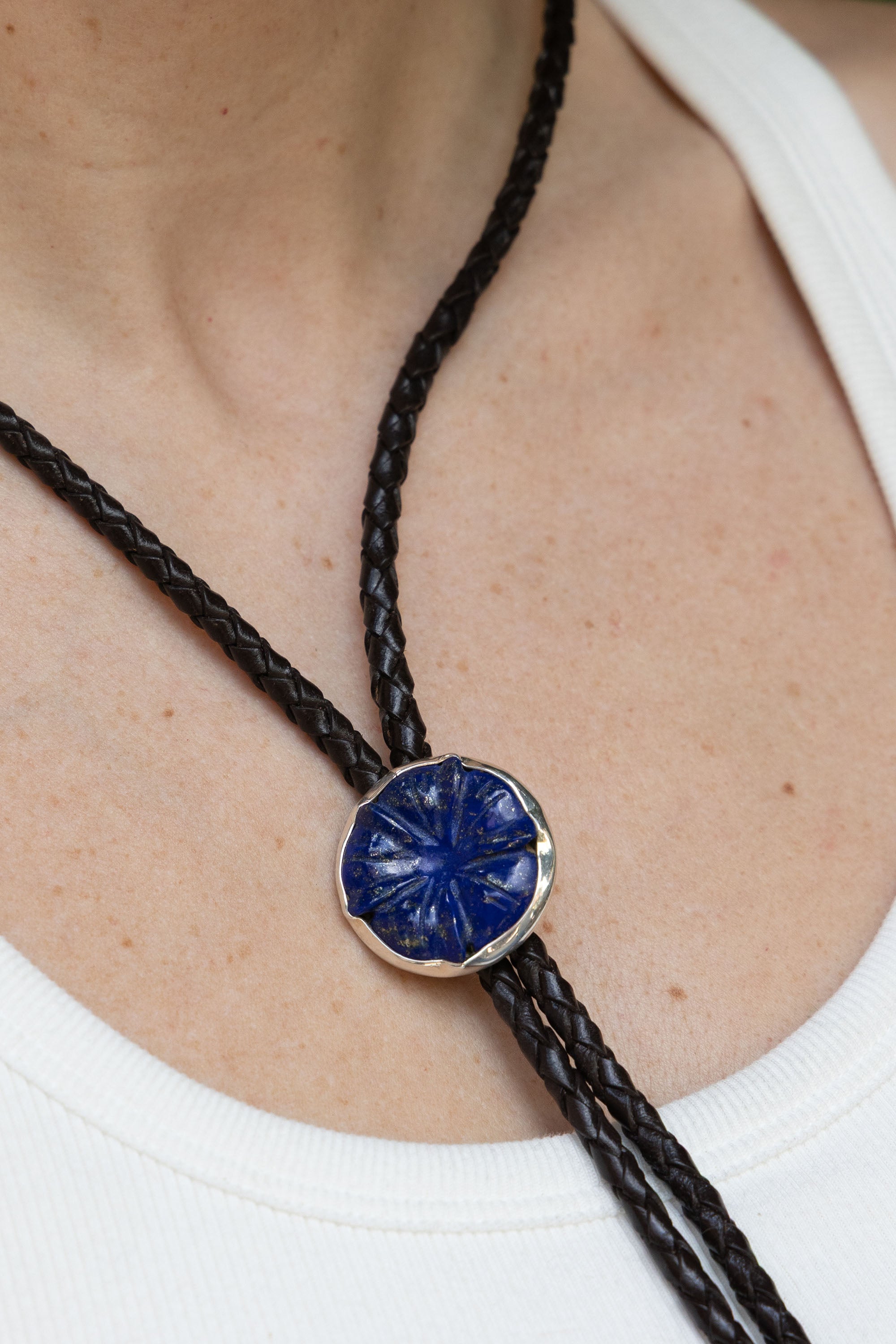 Lapis Flower Bolo Tie