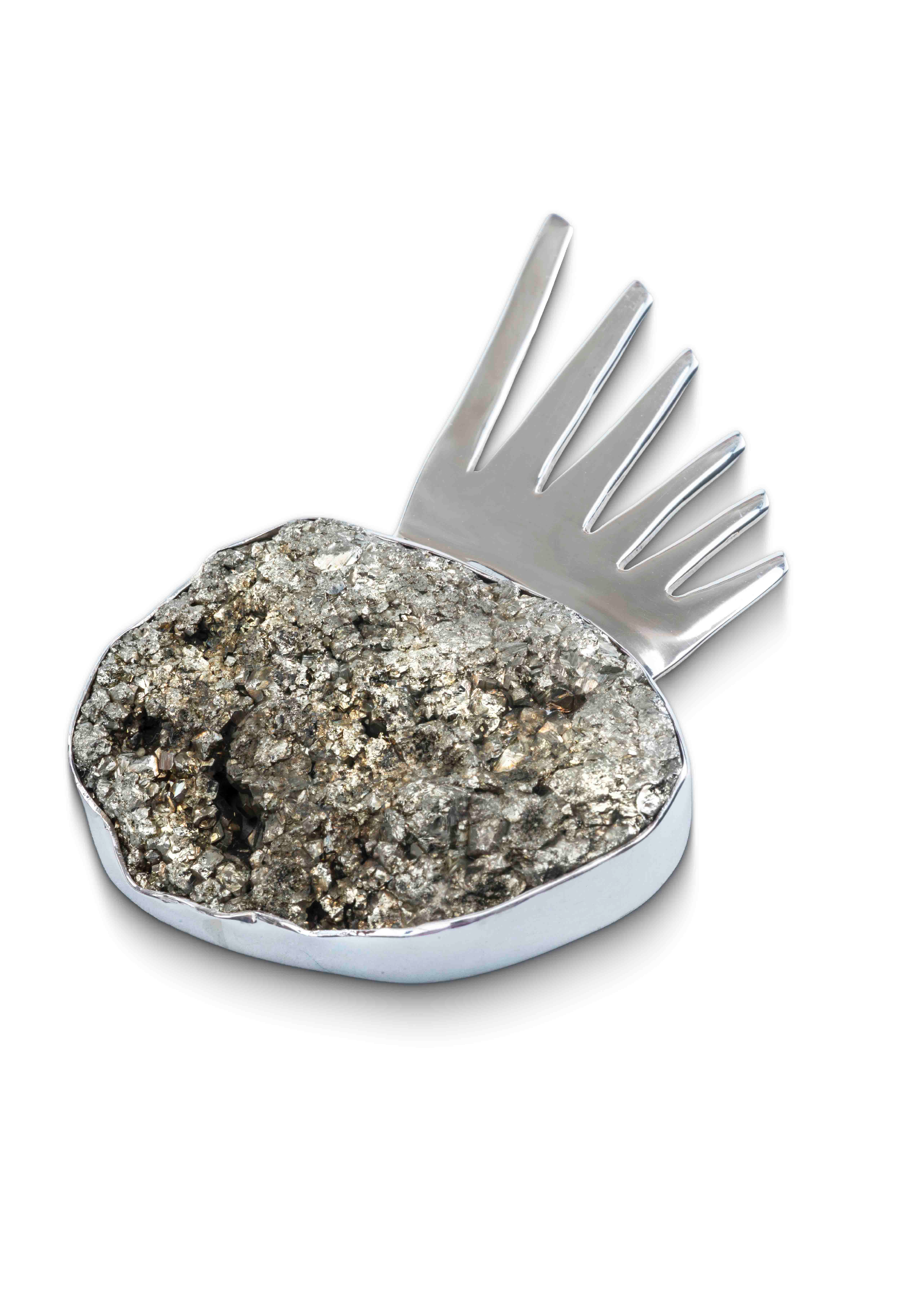 Sol ShimSham Pin in Sterling Silver & Pyrite