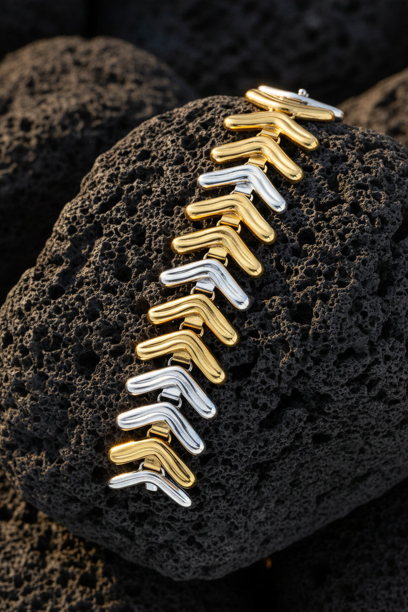 Lengua Bracelet in Sterling Silver & Gold Vermeil